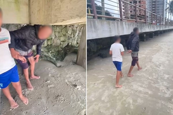Homem leva garoto para debaixo de viaduto e testemunha impede estupro em Guarujá, SP — Foto: Reprodução/Redes Sociais