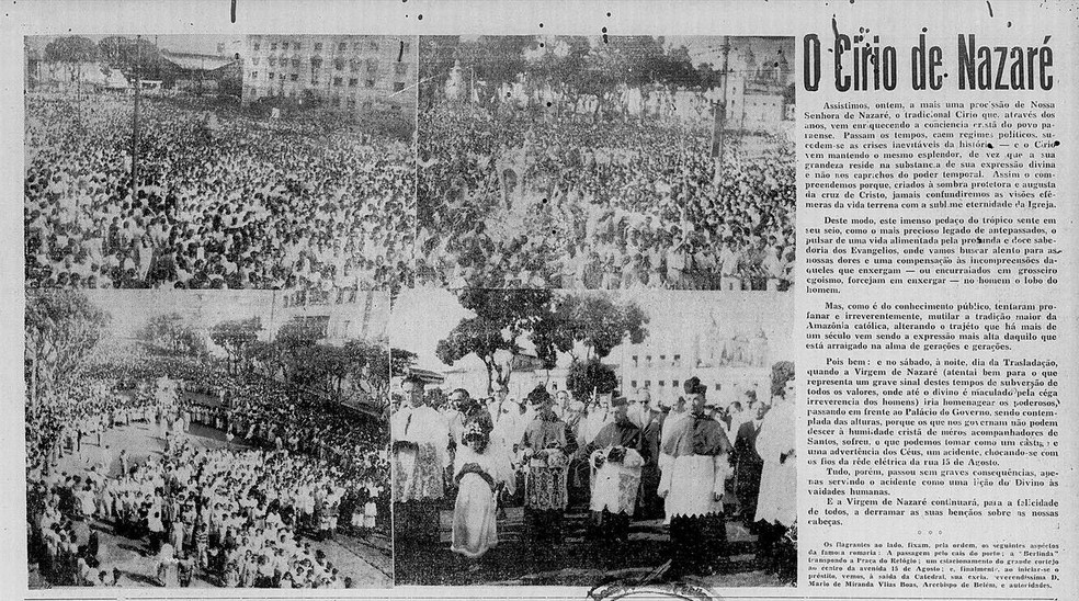 Imagens do Círio de 1951, publicadas no impresso O Liberal em 15 de outubro daquele ano. — Foto: Acervo