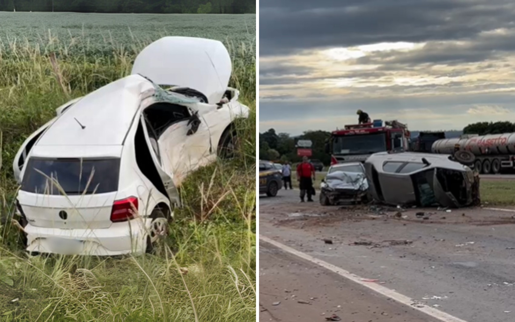 Três dos seis feridos em acidente envolvendo carreta e carros na BR-060 são da mesma família 