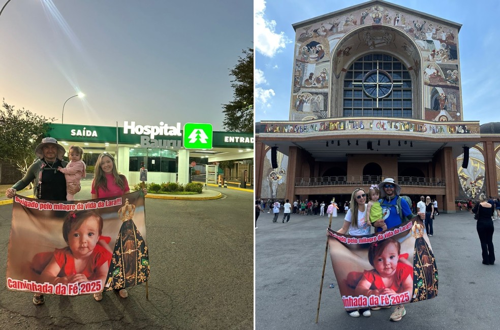 Teodoro Rodrigo Sola de Antonio saiu de Bauru (SP) no dia 30 de agosto e chegou à Aparecida (SP) no dia 21 de setembro. — Foto: Arquivo pessoal