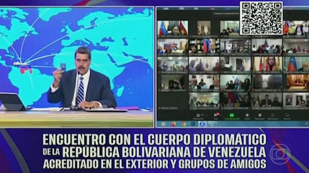 Nicolás Maduro falando sobre referendo sobre Essequibo na TV — Foto: JN