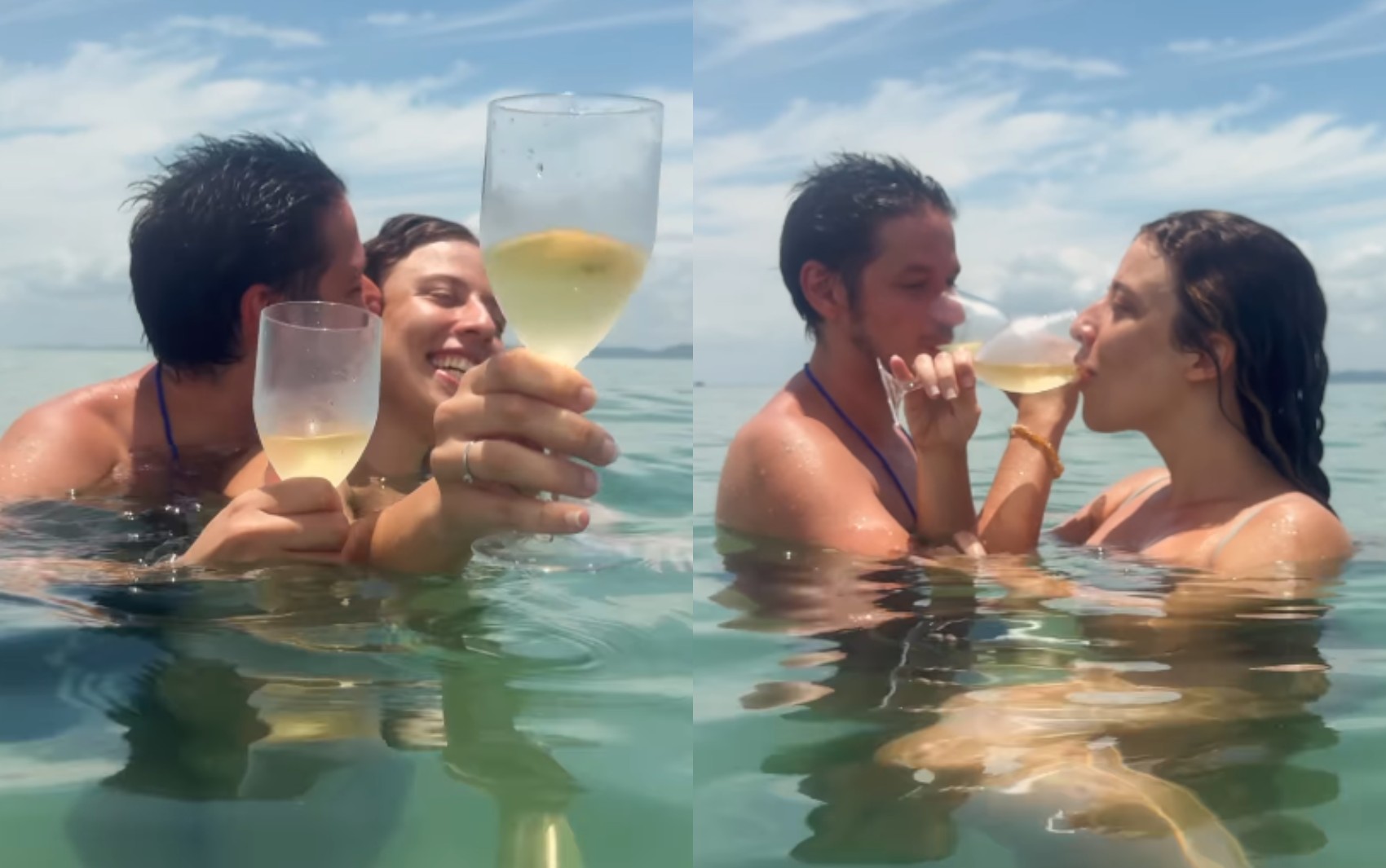 Regina Casé registra momento em que cantor pede namorada em casamento no mar da Baía de Todos-os-Santos