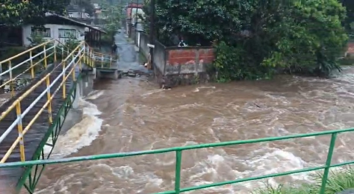 Temporal provoca quedas de árvores e faz rio transbordar em Angra dos Reis