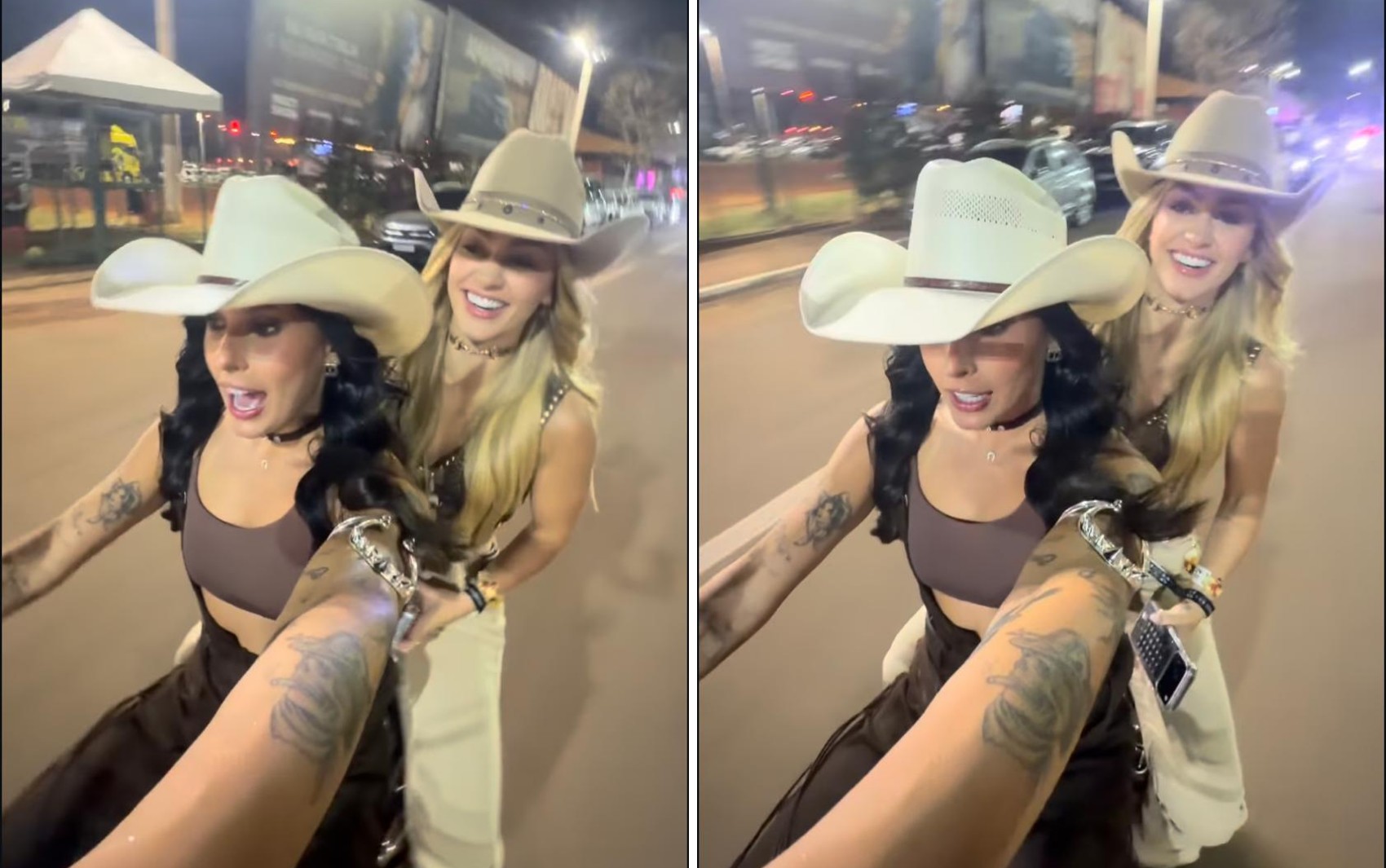 Ana Castela pilota motinha pelo Parque do Peão na volta ao trailer no camping após noitada em Barretos, SP