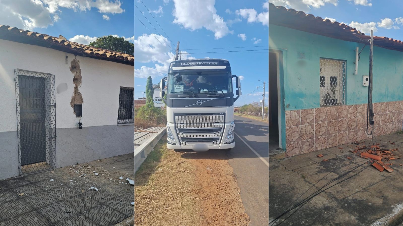Carreta rompe fiação e causa danos a casas em cidade no PI; motorista tenta fugir e é levado à delegacia