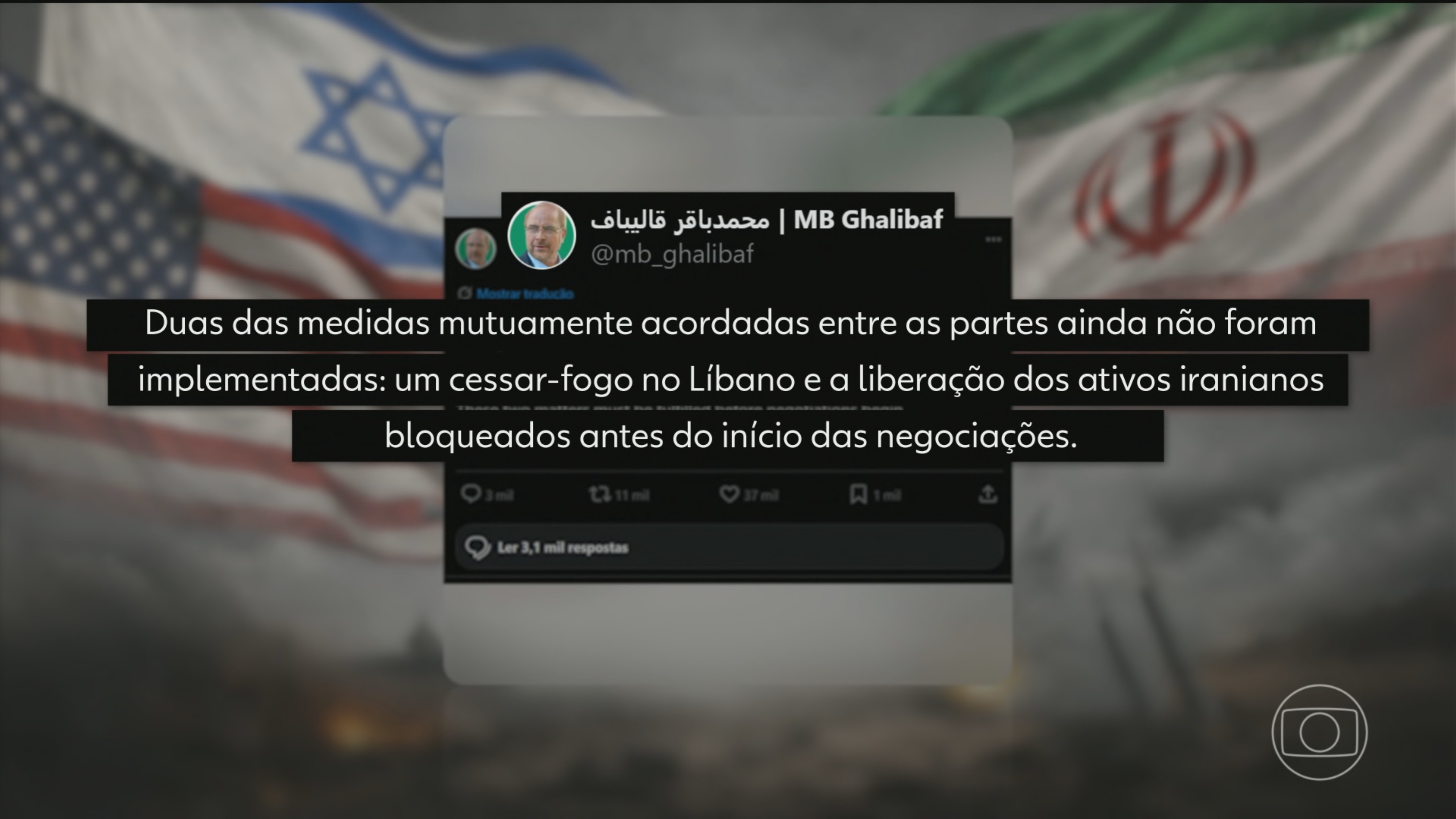 Irã exige liberação de ativos financeiros do país que estão bloqueados no exterior para negociar cessar-fogo