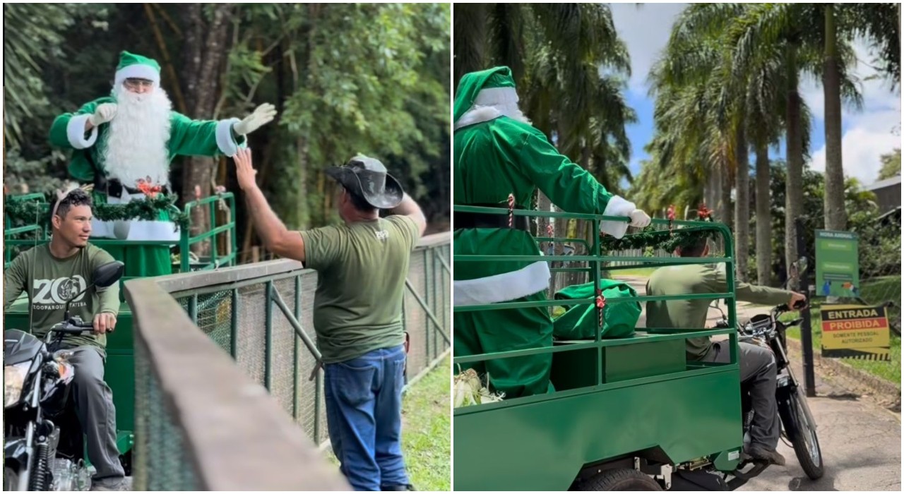 VÍDEO: animais do zoo de Itatiba recebem visita e presentes do Papai Noel