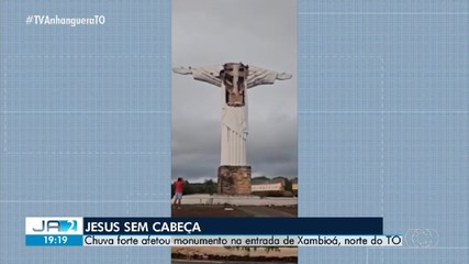 Temporal arranca cabeça de monumento do Cristo Redentor em Xambioá