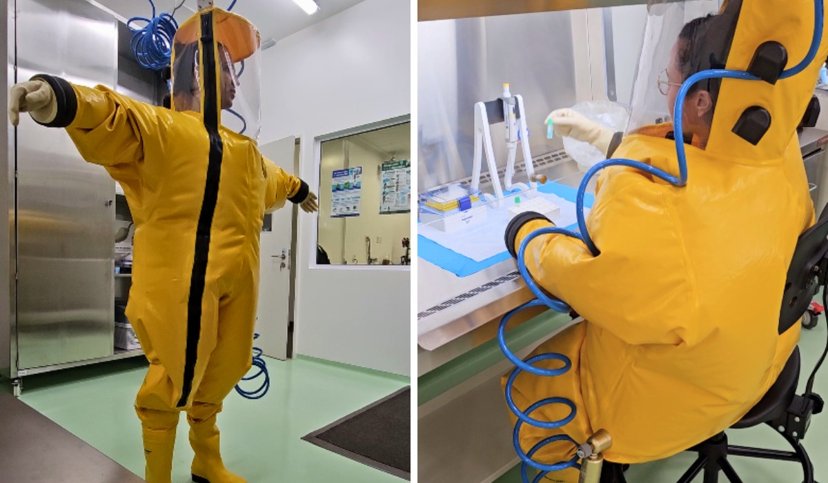 De roupa inflável a banho químico: conheça protocolos de segurança no 1º laboratório do Brasil para estudar vírus mais letais do mundo