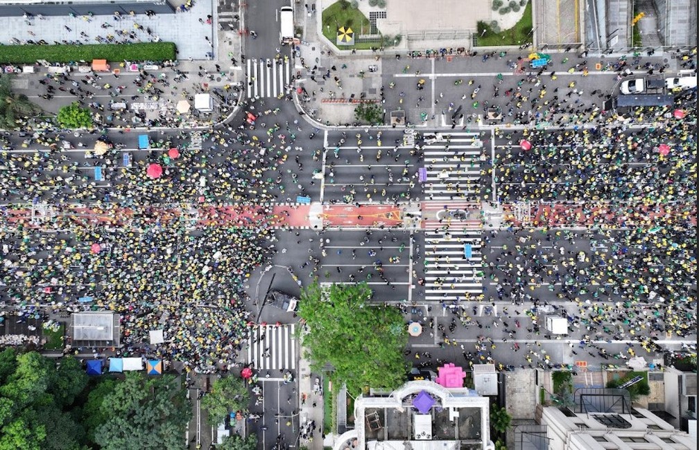 Foto usada na contagem de pessoas no ato na Paulista pró-anistia — Foto: Reprodução/Monitor do Debate Político no Meio Digital & More in Common