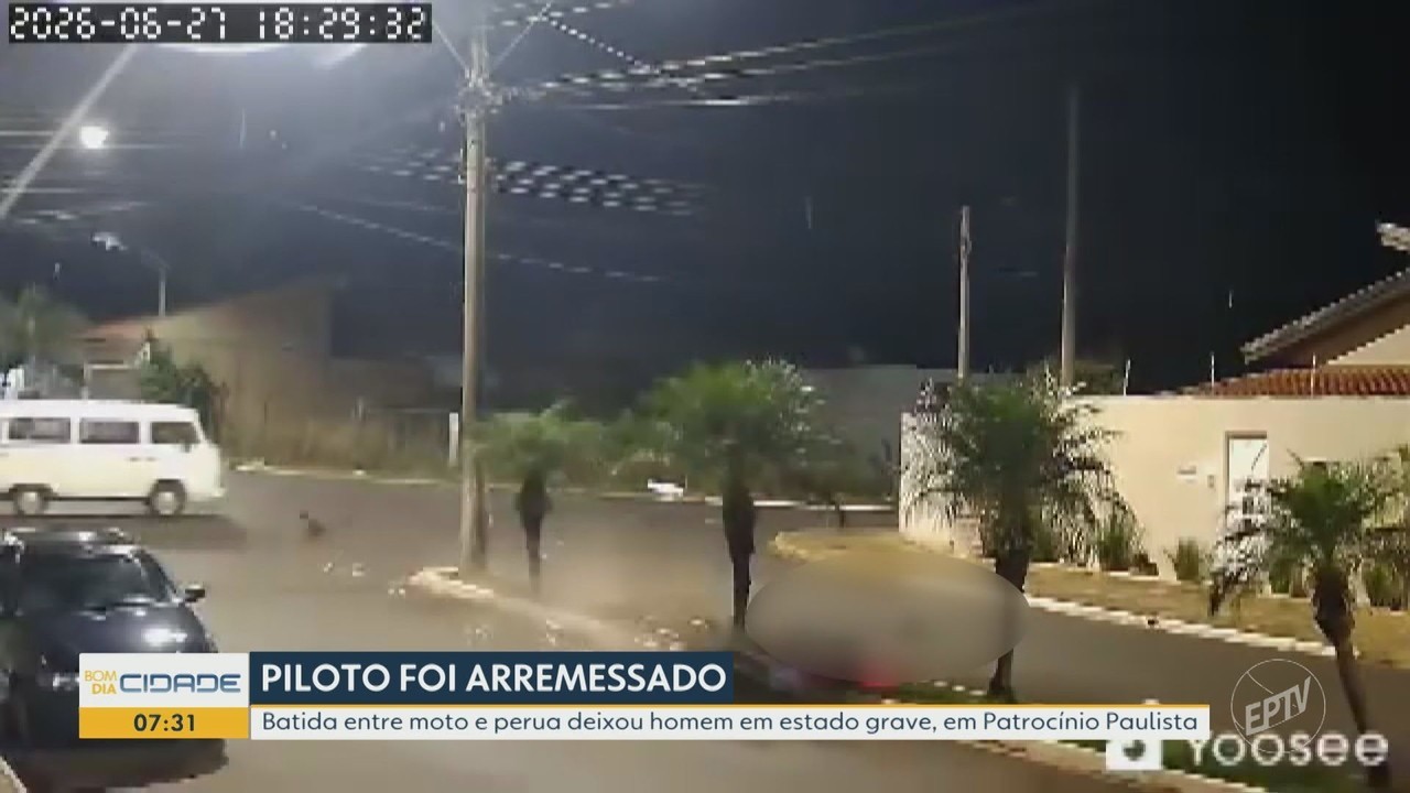 Motociclista fica em estado grave após ser atingido por perua em Patrocínio Paulista, SP