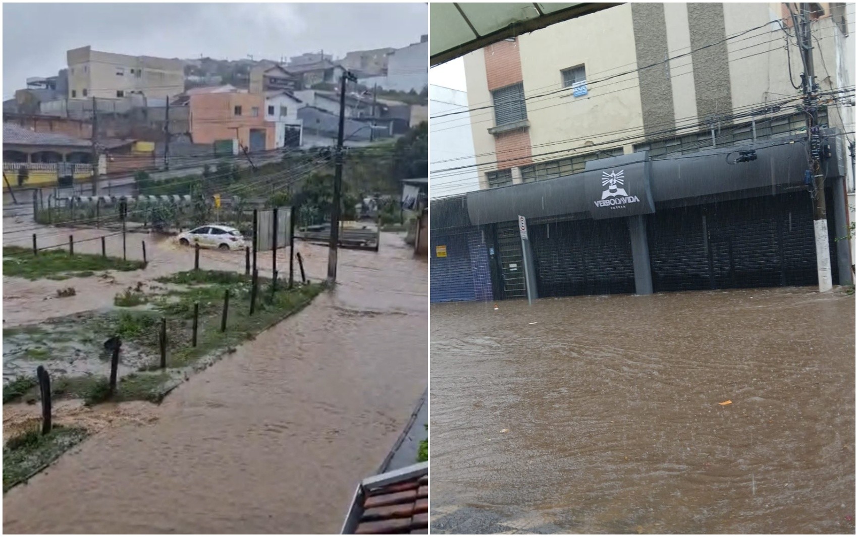 Temporal causa alagamentos em vários bairros de Pouso Alegre e abre cratera na Avenida do Foch