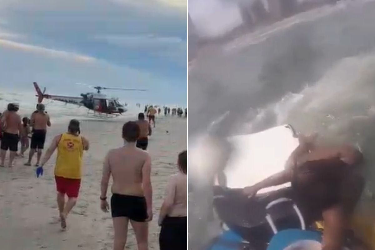Banhistas são retirados do mar por helicóptero e moto aquática no litoral de SP; veja os resgates