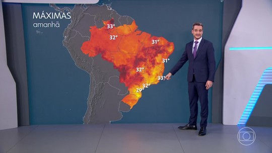 Onda de calor mantém temperaturas em alta na maior parte do país; Rio Grande do Sul tem alerta de chuvas - Programa: Jornal Nacional 