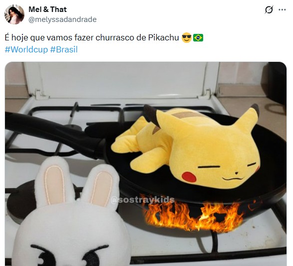 Torcedores entram no clima de Brasil x Japão com memes de Pikachu e Naruto