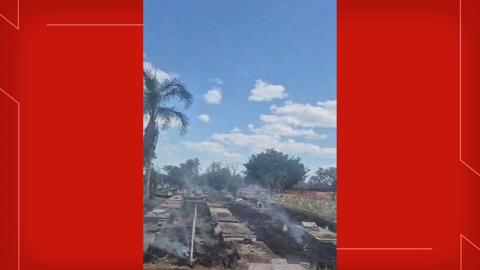 Incêndio atinge grama e jazigos no Cemitério da Asa Sul, no DF