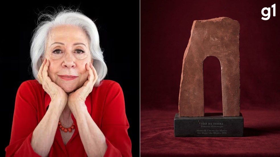 Fernanda Montenegro é homenageada com o primeiro Prêmio Voz da Terra — Foto: Eduardo Nicolau/Estadão Conteúdo; Divulgação/ Secretaria Municipal de Turismo, Desenvolvimento e Cultura de São Miguel das Missões