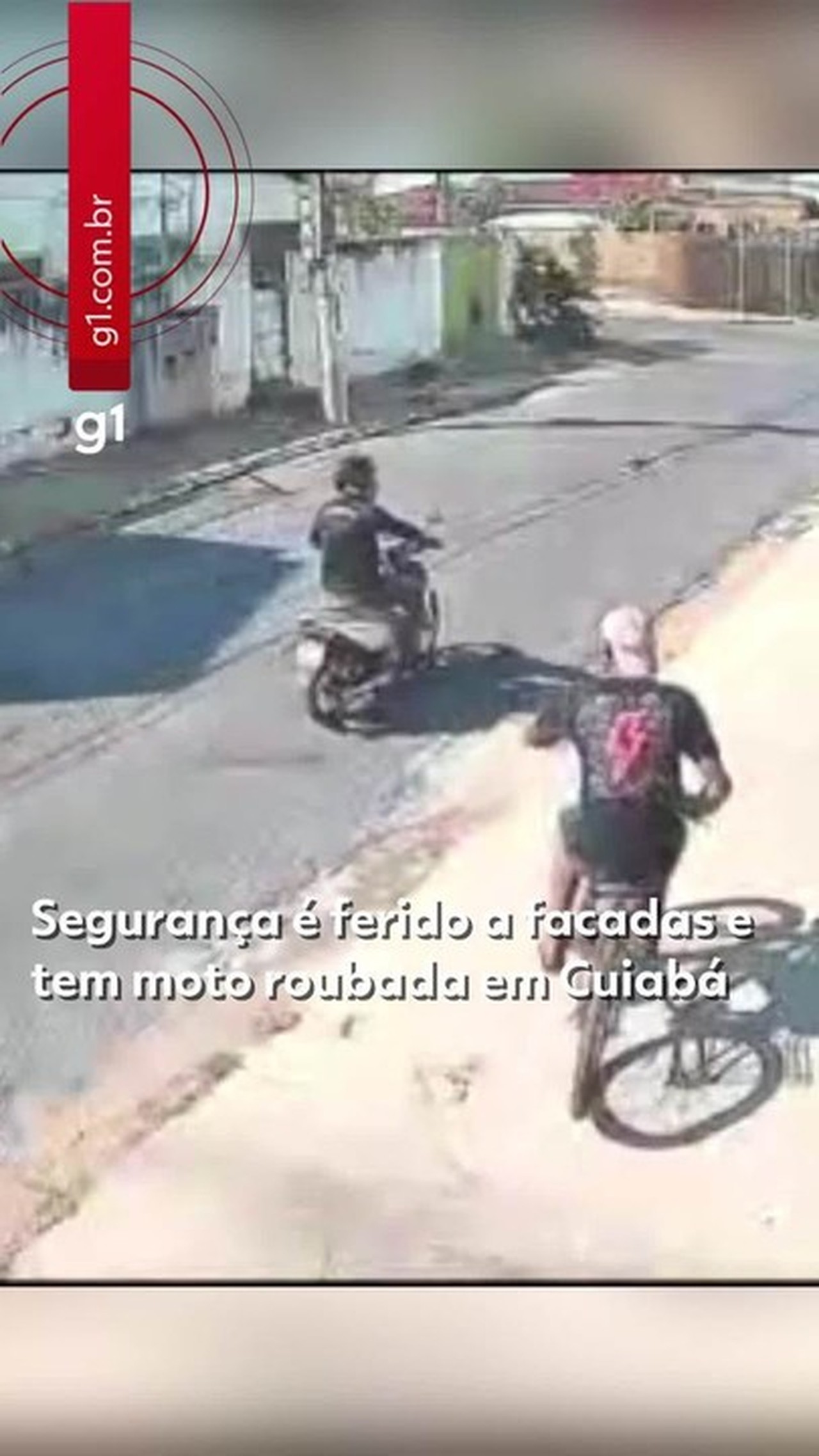 Vídeo: segurança é ferido a facadas e tem moto roubada ao tentar abordar suspeito em Cuiabá
