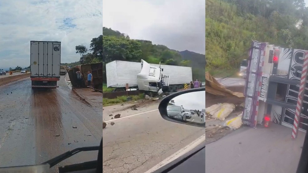 Ônibus tomba após acidente na Fernão Dias