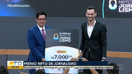 Reportagem da TV Anhanguera conquista prêmio do MPTO de Jornalismo
