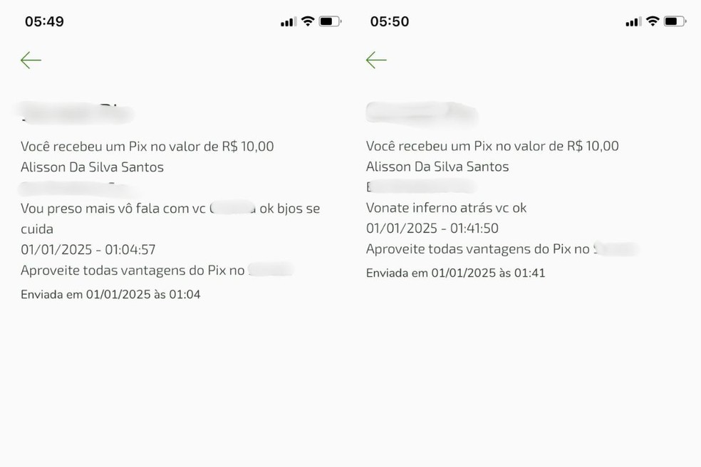 Vítima recebia pix com mensagens e ameaças do stalker. — Foto: Polícia Civil (PC-PR)