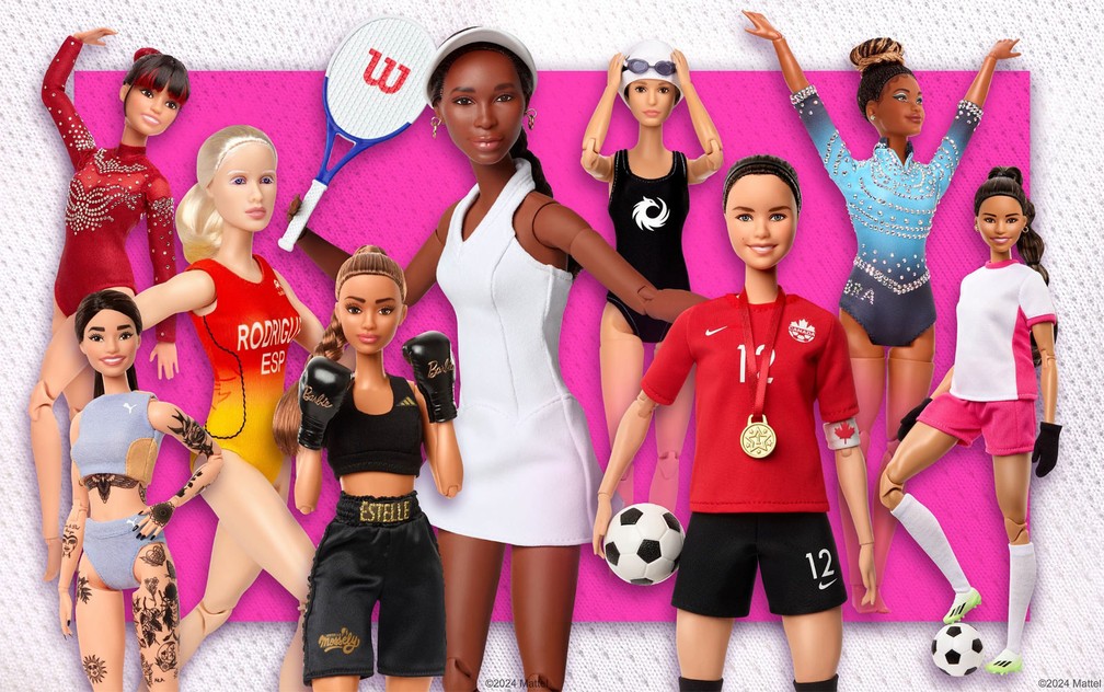 Mattel apresenta nove bonecas Barbies que homenageiam estrelas do esporte — Foto: Reprodução/Instagram