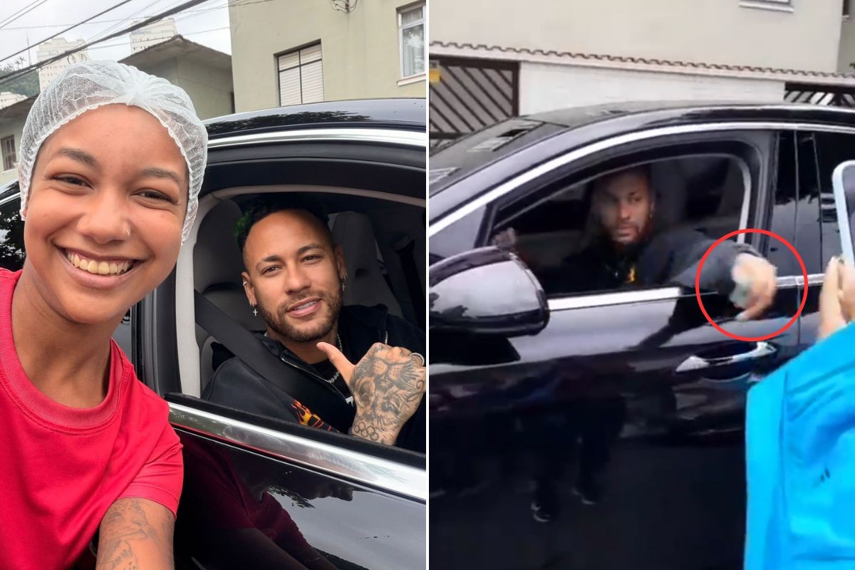 Neymar surpreende fã e dá R$ 100 para comprar doces em Santos