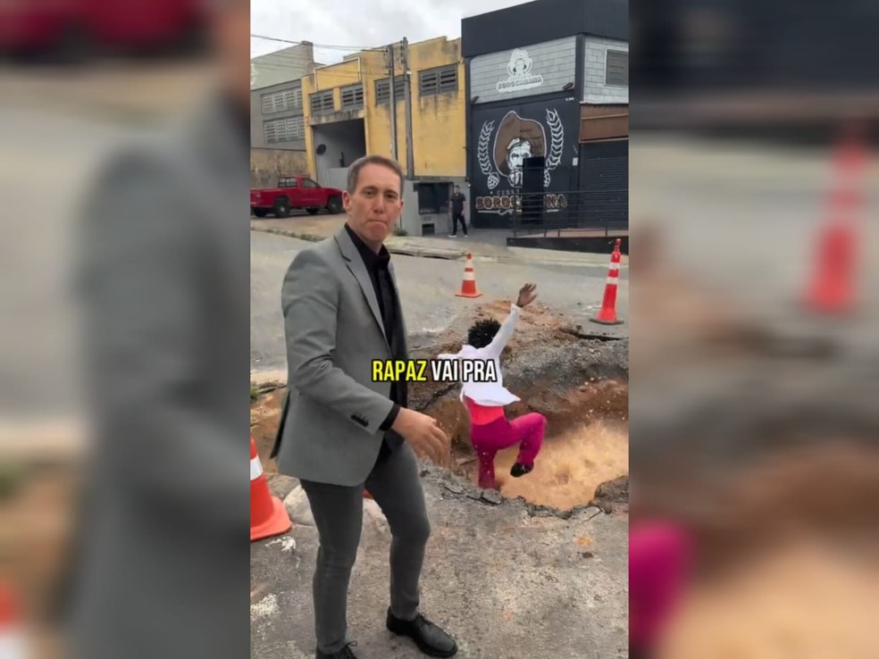 Saae de Sorocaba (SP) teria 'fabricado' problema em rua para prefeito tiktoker gravar vídeo para as redes sociais, dizem funcionários — Foto: Reprodução/Instagram