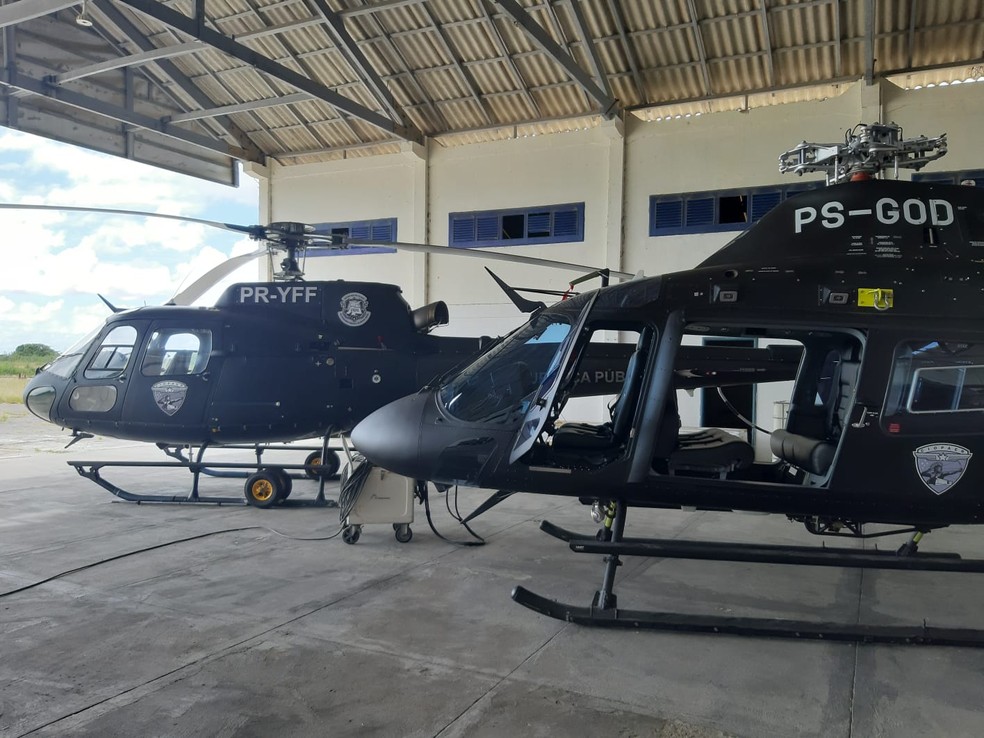Potiguar 01 e Potiguar 02, os helicópteros da Secretaria de Segurança Pública do RN — Foto: Sesed/Divulgação