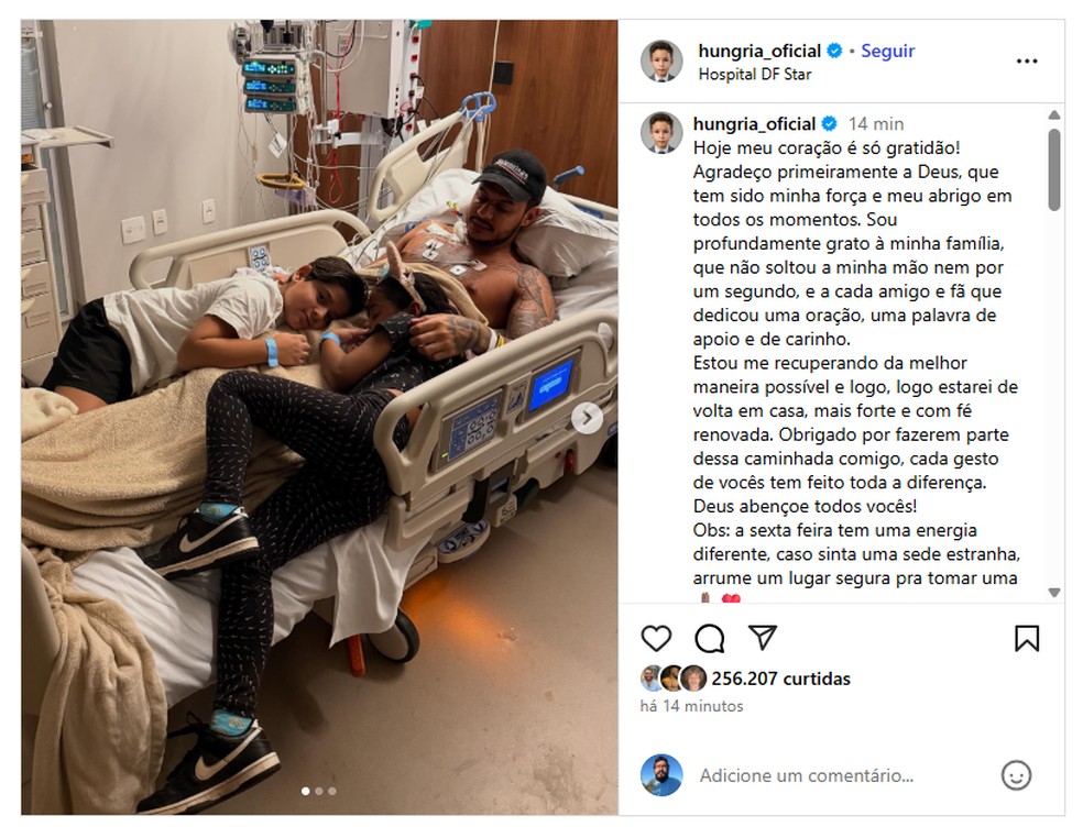 Publicação na conta do rapper Hungria — Foto: Redes Sociais/reprodução