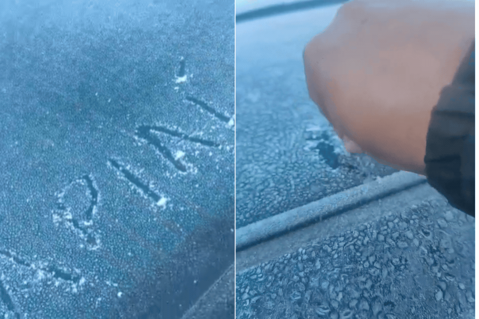 Geada 'congela' carro na segunda cidade mais fria de SP; veja
