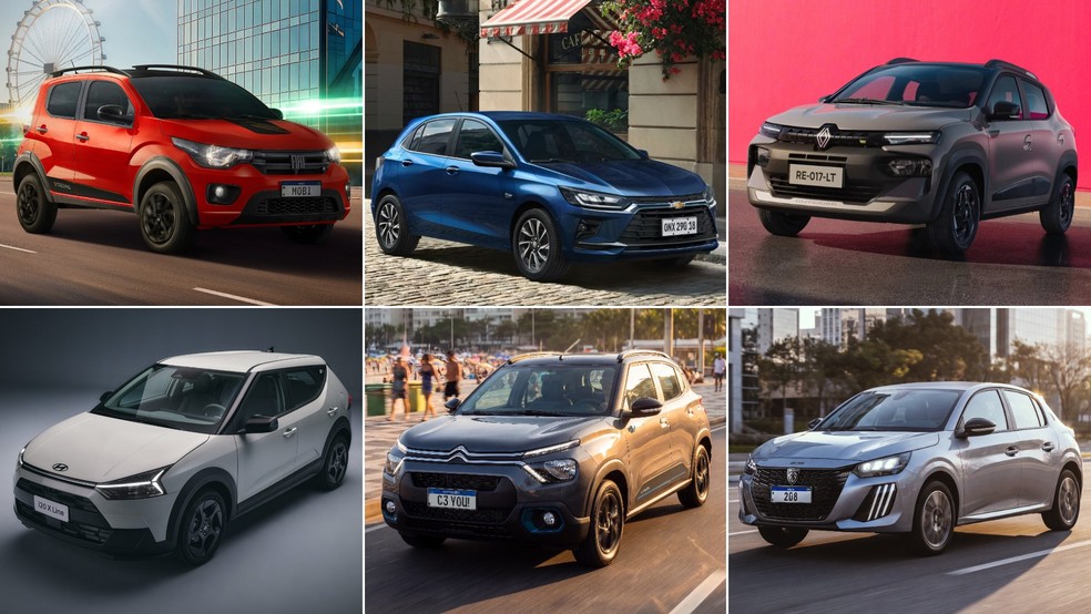 Carros abaixo de R$ 100 mil e que consomem menos combustível — Foto: arte/g1