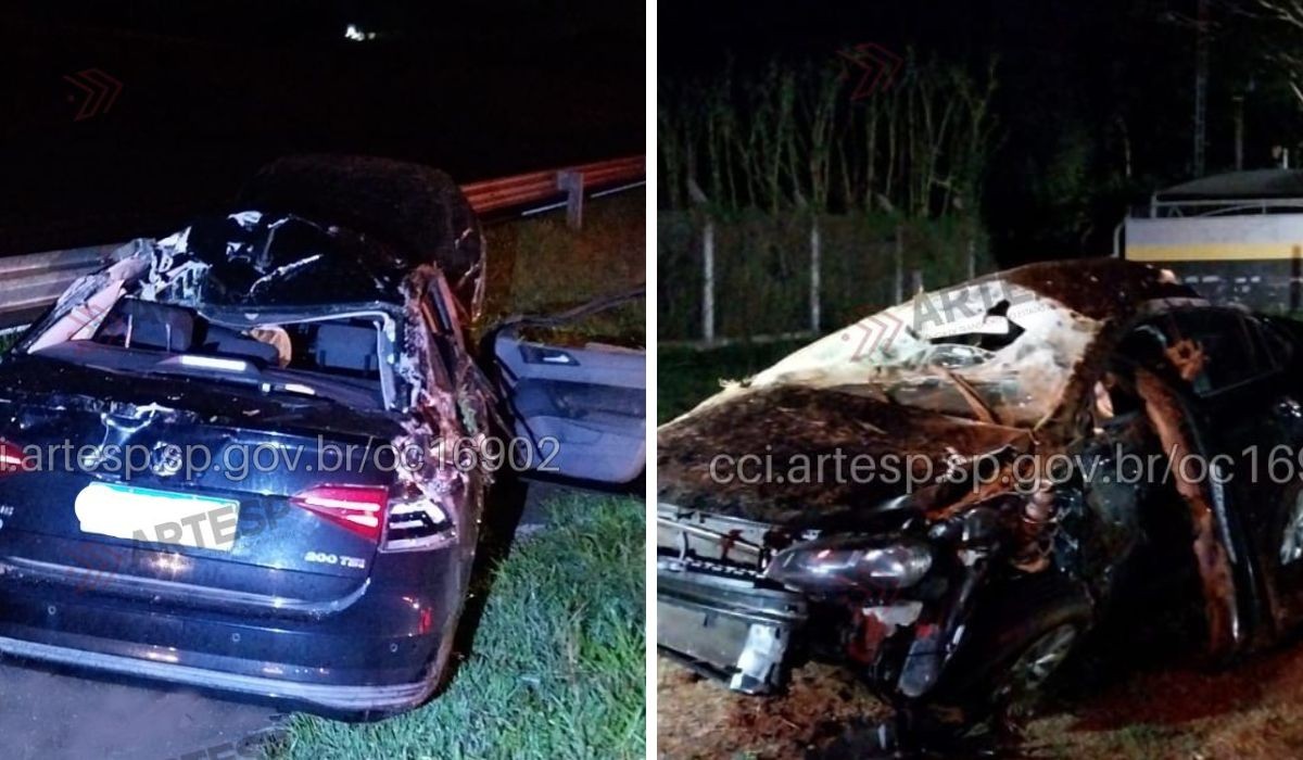 Carro bate em defensa metálica, capota e uma pessoa morre em rodovia de Mogi Mirim