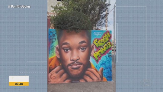 Will Smith elogia artista goiano por pintura em muro de Trindade - Programa: Bom Dia GO 