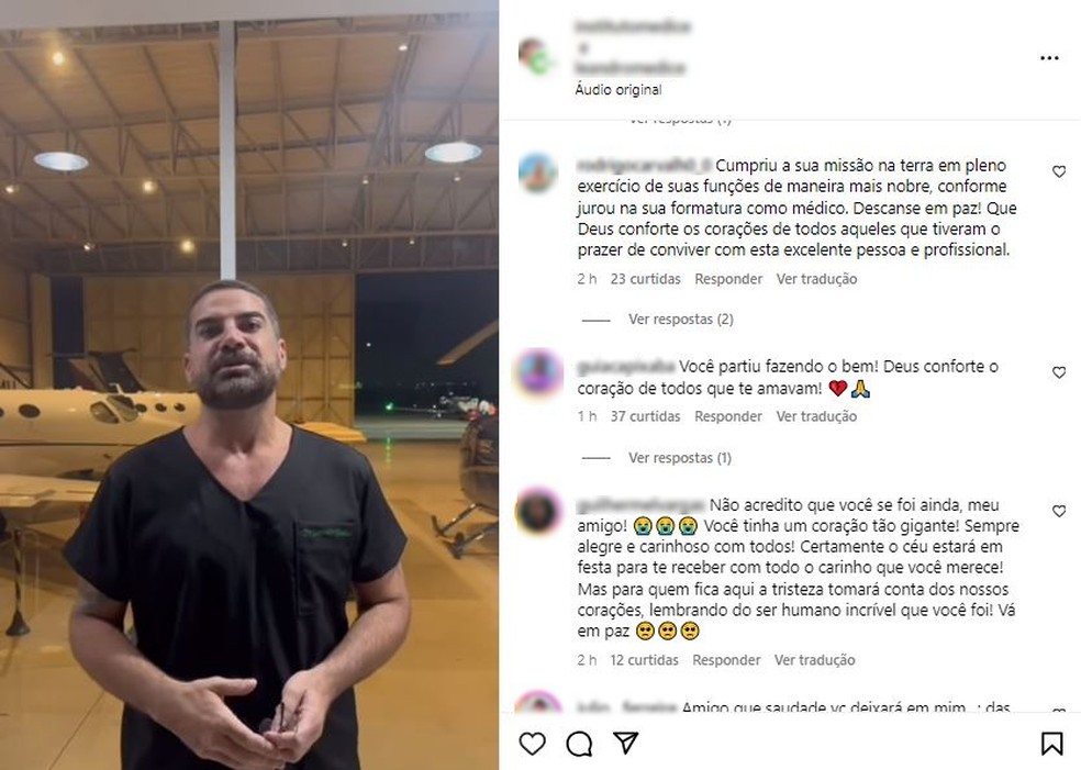 Nas redes sociais do médico Leandro Medice, amigos e familiares lamentaram a morte do profissional — Foto: Reprodução/Redes Sociais
