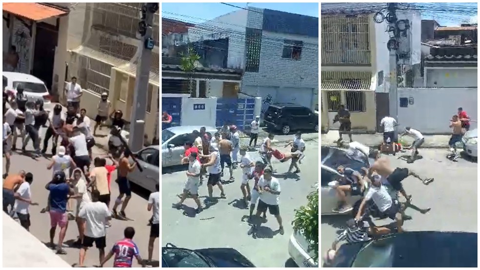 Torcedores do Ceará e do Fortaleza entraram em confronto horas antes da final do Campeonato Cearense — Foto: Reprodução