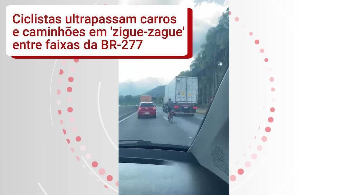 Ciclistas ultrapassam carros e caminhões em 'zigue-zague' na BR-277 ...