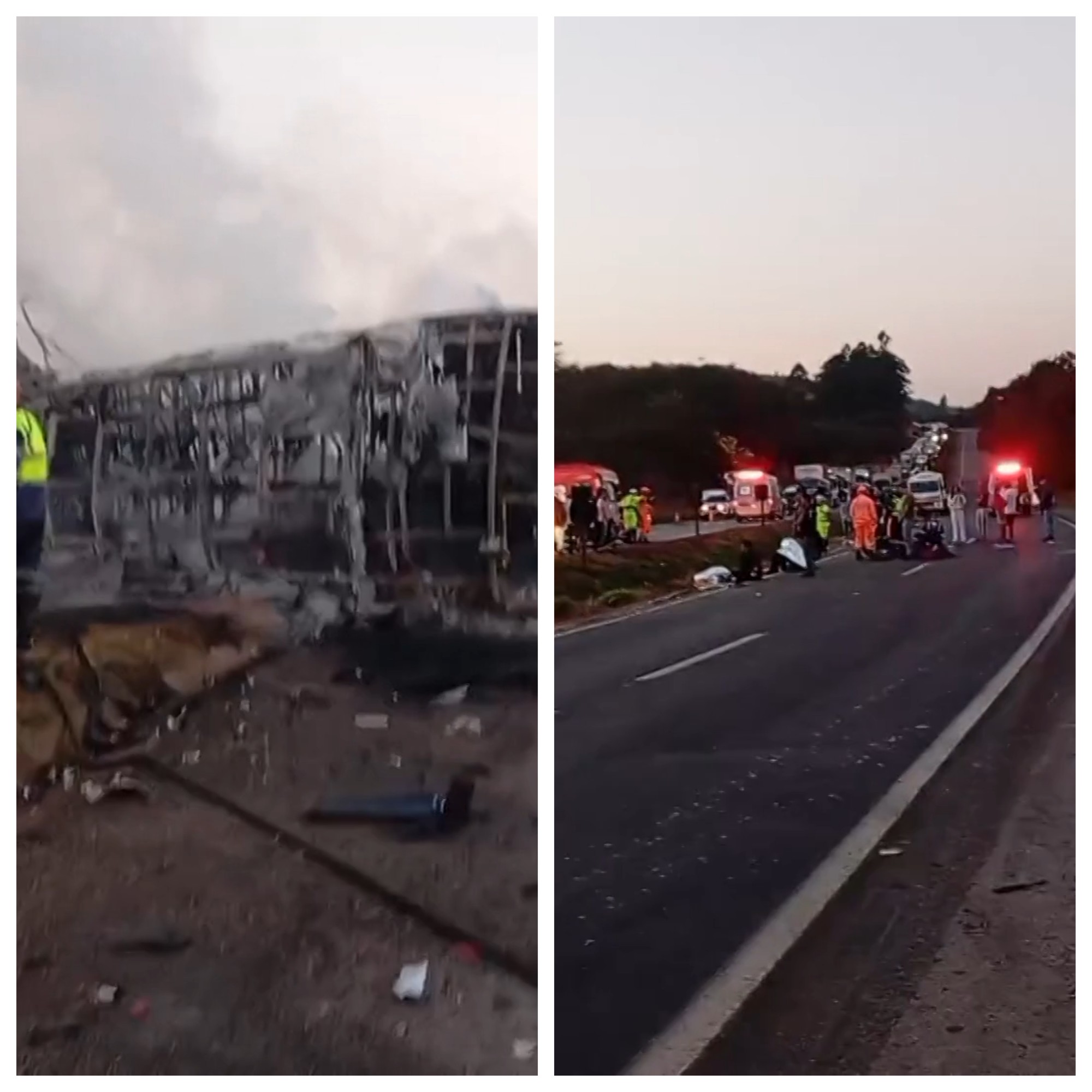 Acidente entre ônibus e caminhão deixa mortos e interdita BR-040 na Grande BH; VÍDEO
