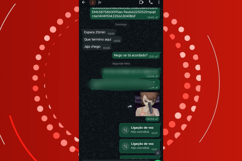 Print mostra última mensagem enviada a amigo em Sinop (MT) — Foto: Arquivo pessoal