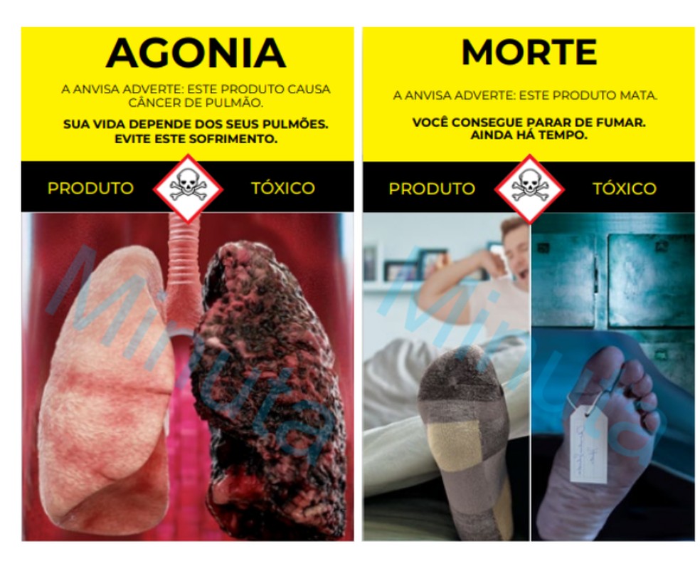 Novas imagens ressaltam os efeitos nocivos do tabaco — Foto: Reprodução/Anvisa