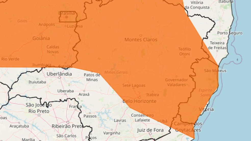Inmet mantém alerta laranja de chuva para Minas Gerais
