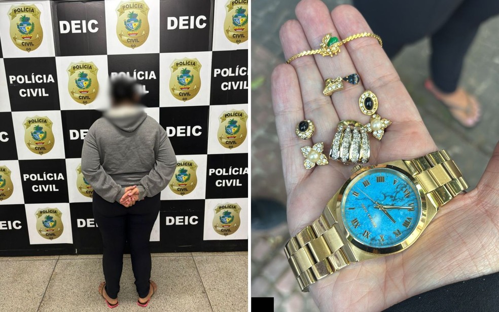 Diarista &eacute; presa suspeita de furtar joias e dinheiro de patr&otilde;es em Goi&acirc;nia, Goi&aacute;s &mdash; Foto: &mdash; Fotos: Divulga&ccedil;&atilde;o/Pol&iacute;cia Civil