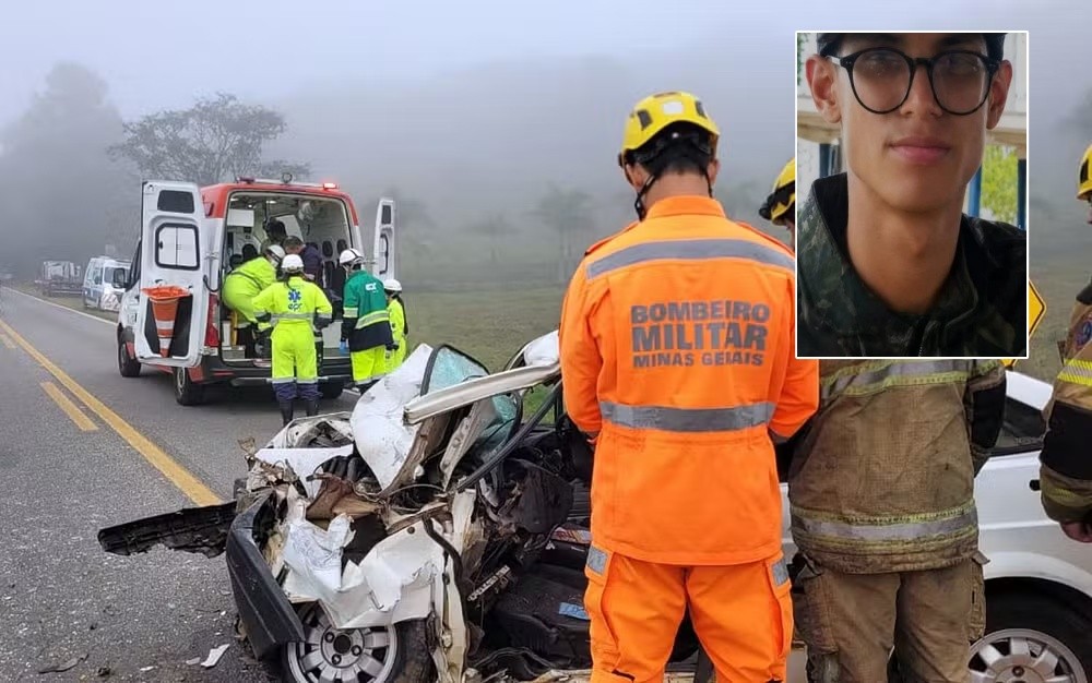 Soldado de 19 anos morre após batida entre carro e caminhão na MG-290