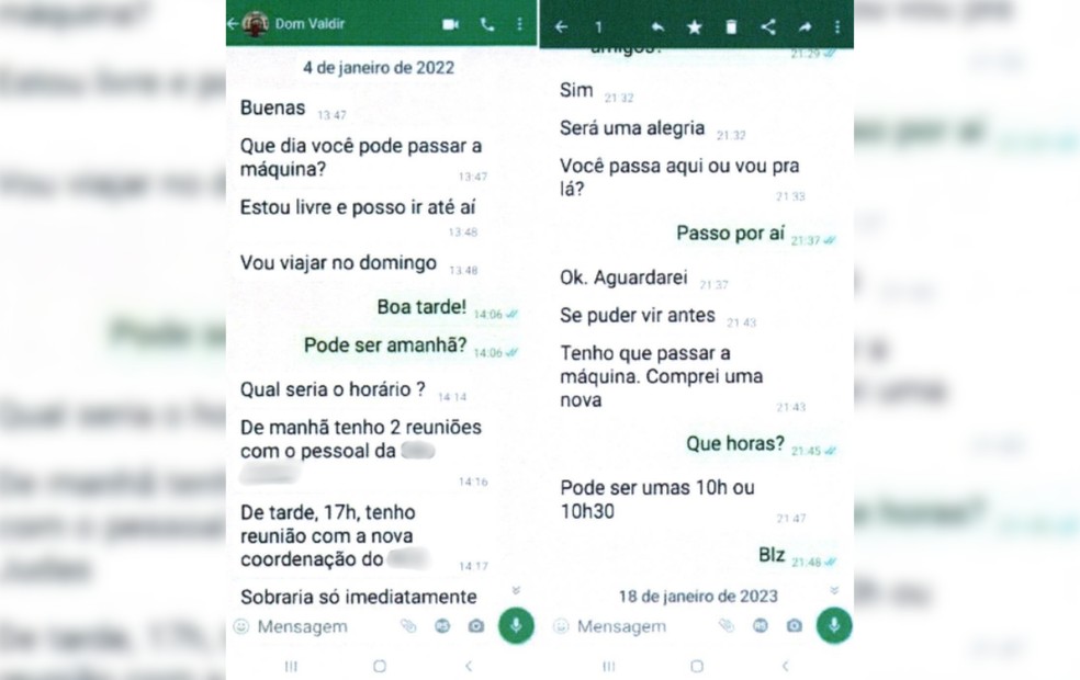 Conversas por app mostram que ex-bispo de Catanduva (SP) pediu para padre que denunciou estupro 'passar a máquina' para depilar corpo — Foto: Arquivo pessoal