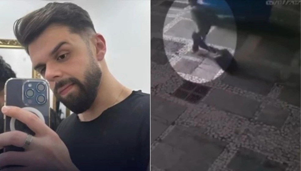 Homem foi flagrado saindo do apartamento de Raphael carregando uma mala. — Foto: Reprodução/TV Mirante
