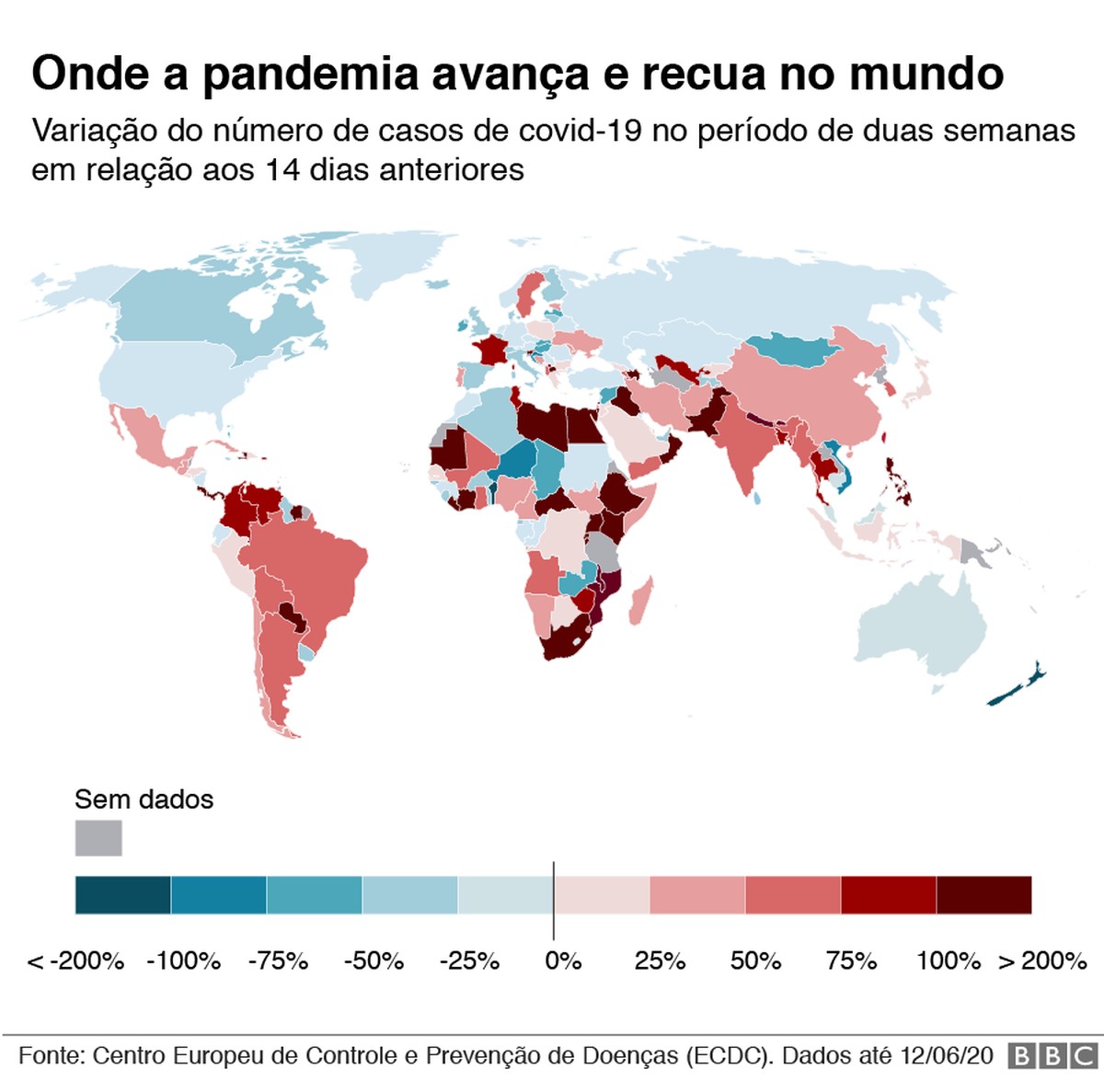 Coronavírus os países onde a pandemia cresce, com o Brasil entre os