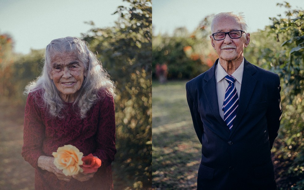 Ana Maria e José Augusto estão juntos há 73 anos e se conheceram quando ainda eram crianças em Congonhal (MG) — Foto: Bruna Matos