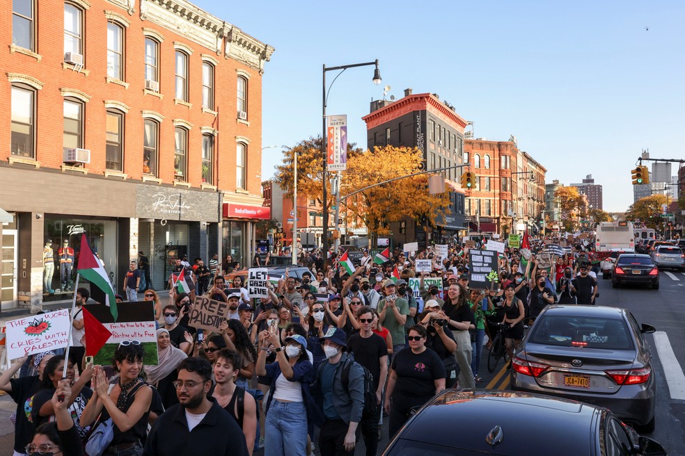 Protestos pro-Palestina em Nova York, nos EUA — Foto: REUTERS/Caitlin Ochs
