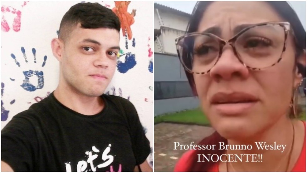 Mãe de professor Brunno Wesley desabafa após polícia descartar participação de filho em crime de violência sexual — Foto: Reprodução