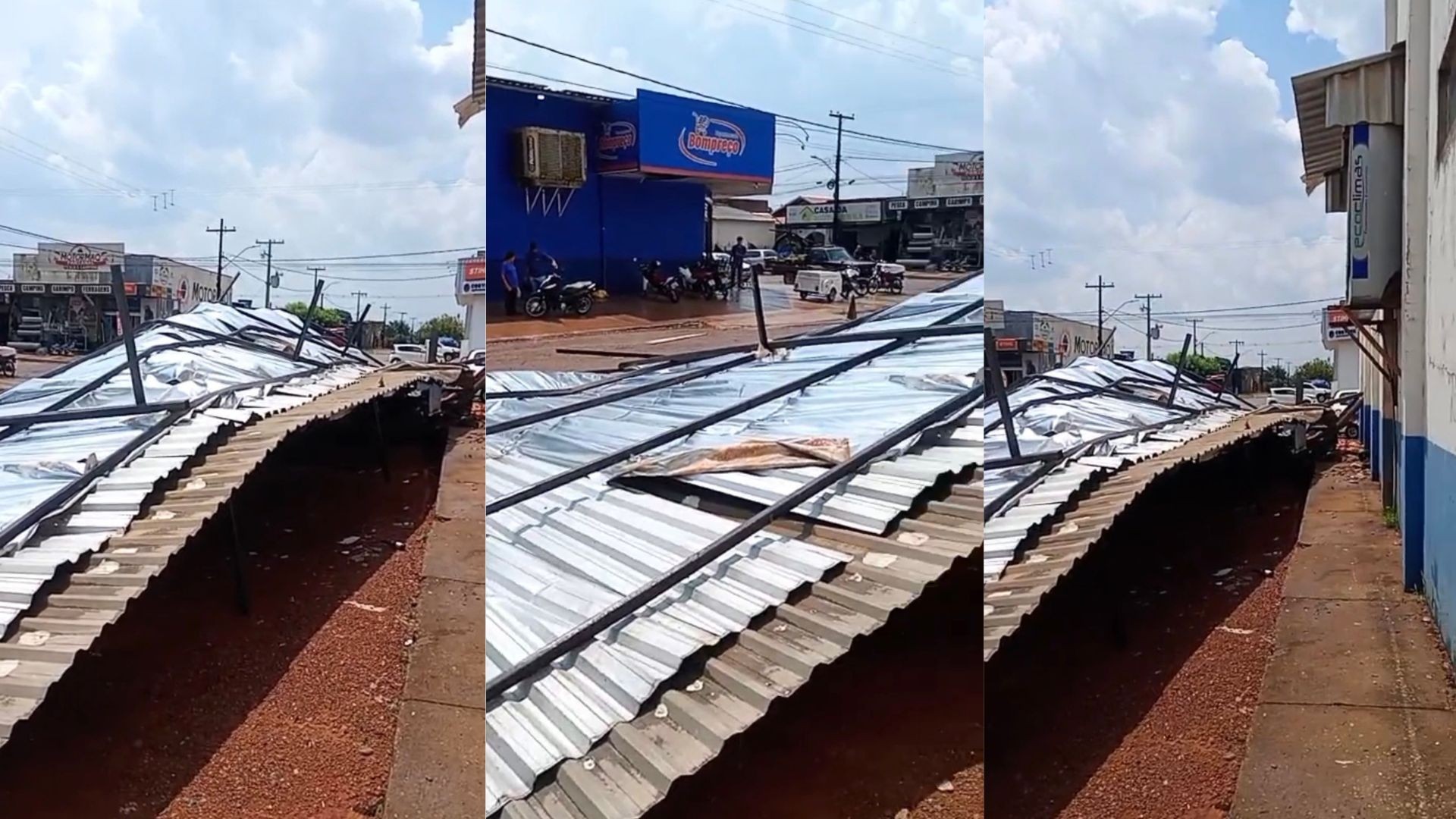 Vídeo: Estrutura metálica é arrastada com vento forte durante chuva em Cujubim, RO